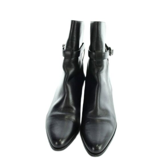 Celine Short Boots Leather Belt Pointed Toe Logo 36 Black main image 4
